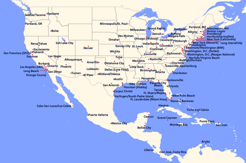 southwest airlines route map phoenix to mke